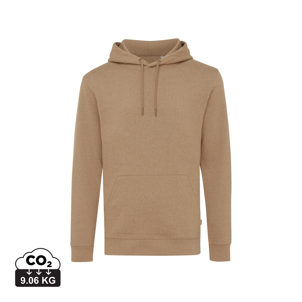 Sweat chiné publicitaire unisexe coton recyclé 340g Iqoniq Torres heather brown